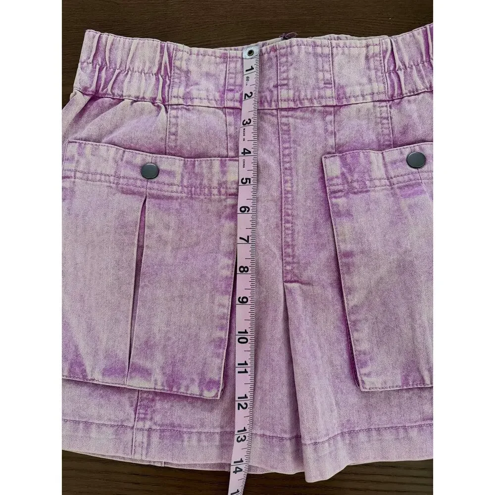Free People Women's Pink Valley Girl West Coast Mini Denim Skirt Sz 2 Preppy Y2K